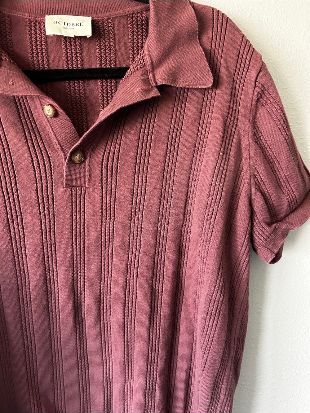 Octobre Editions Men’s Burgundy Knit Polo - Picture 3 of 6